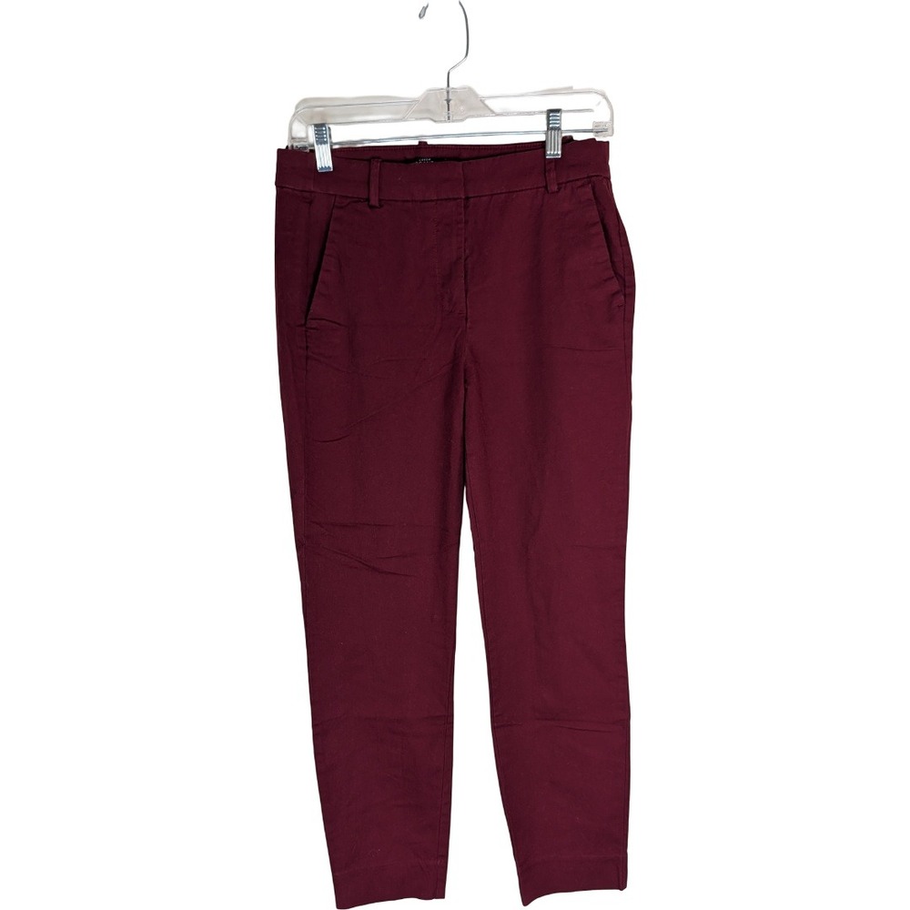 J.Crew Mercantile Pants Womens 4 Burgundy J9743 Slim Straight Leg Stretch Chino
